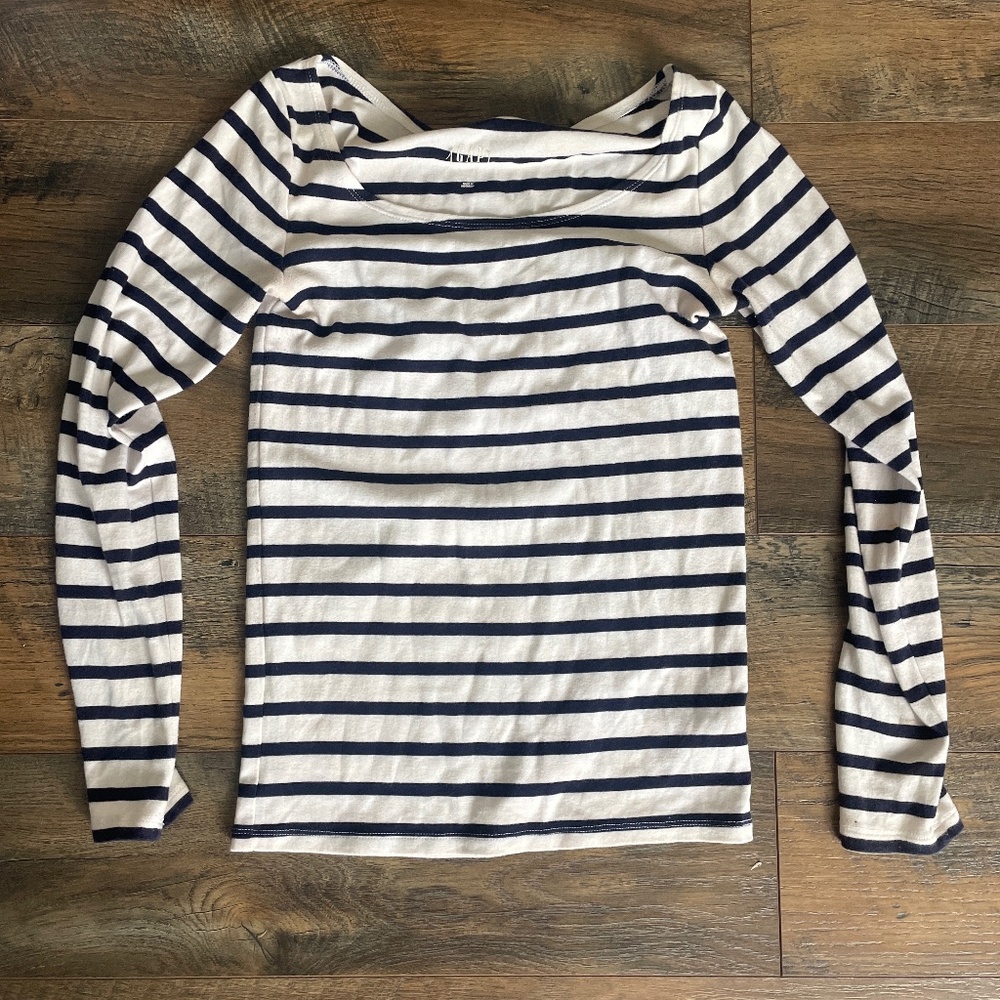Gap wide neck striped long sleeve